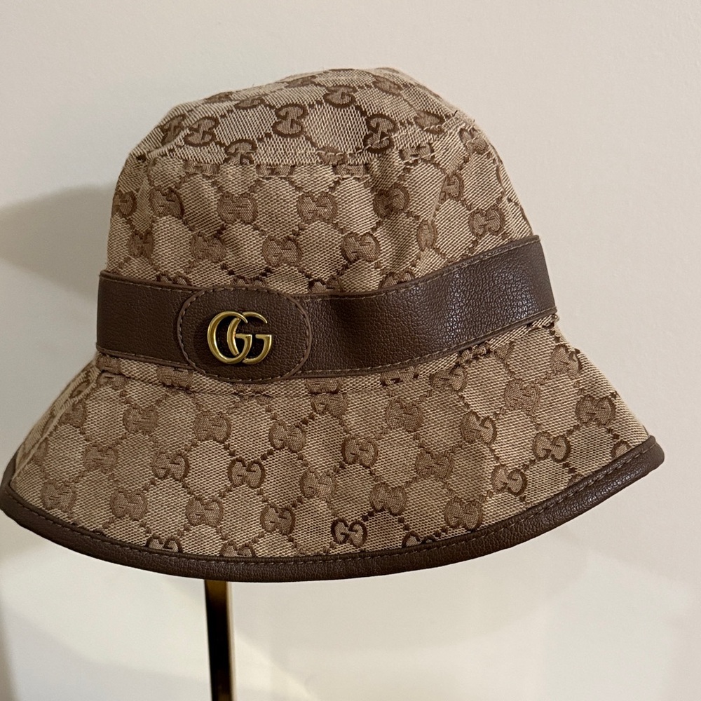 Gucci Tan and Brown GG Bucket Hat